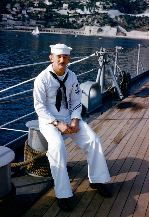 Daniel T Mochen onboard USS Salem-139 in VFSM harbor (mid-50s -)